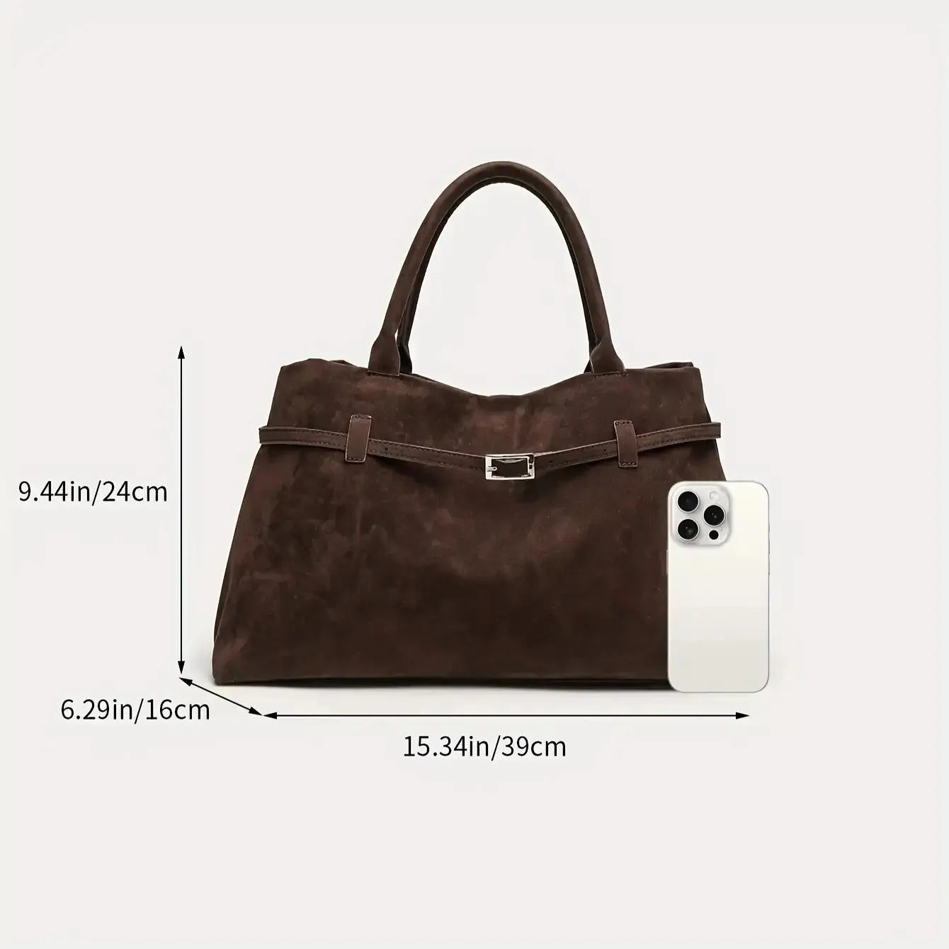 Women's Suede Retro Tote Bag, Elegant Coffee-Colored Faux Suede Handbag, Versatile Shoulder Bag for Commuting and Casual Use