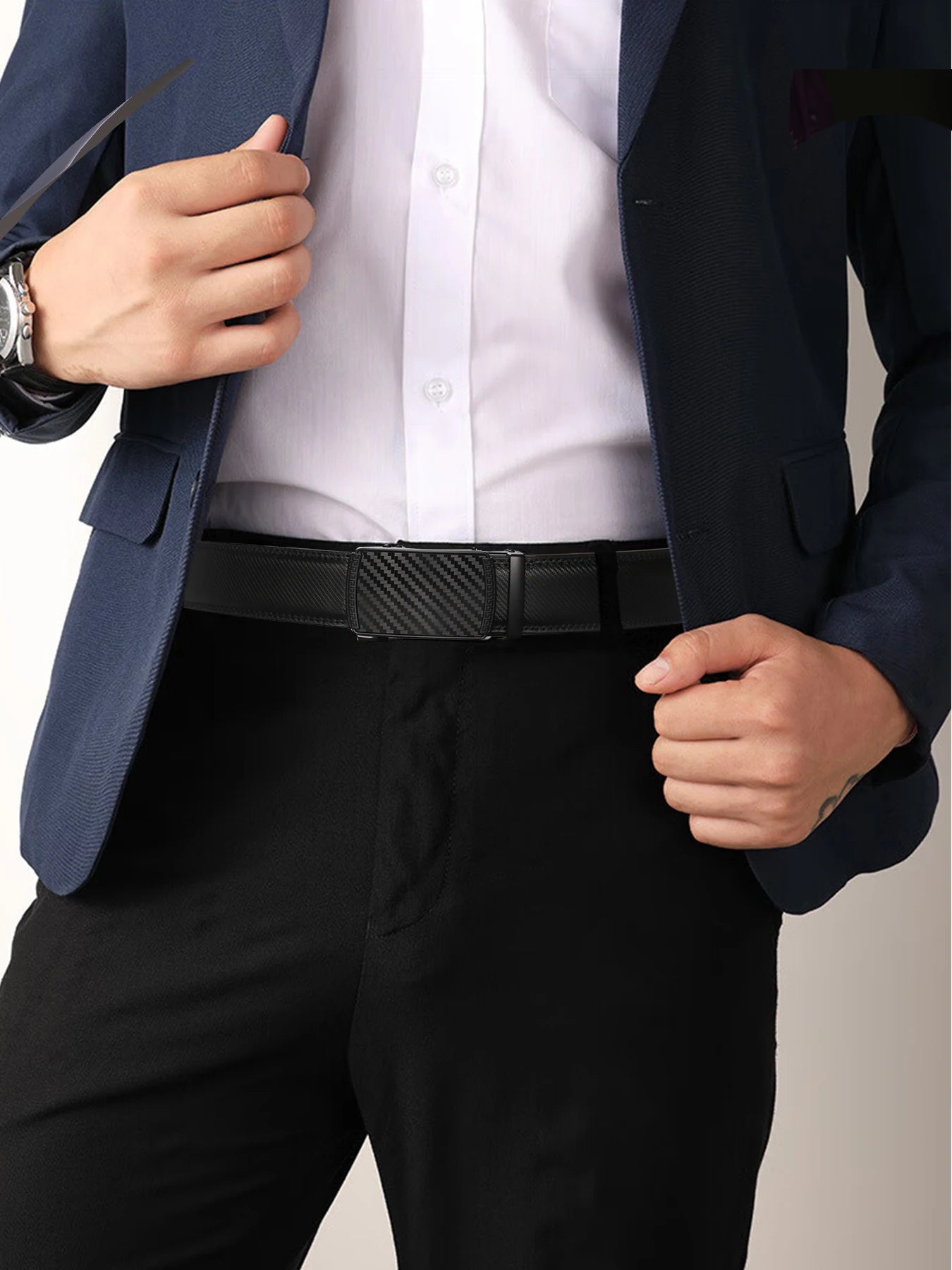 Genuine Leather Men's Ratchet Dress Belts | Adjustable Automatic Alloy Buckle - Business Style - Ideal Gift for Father's