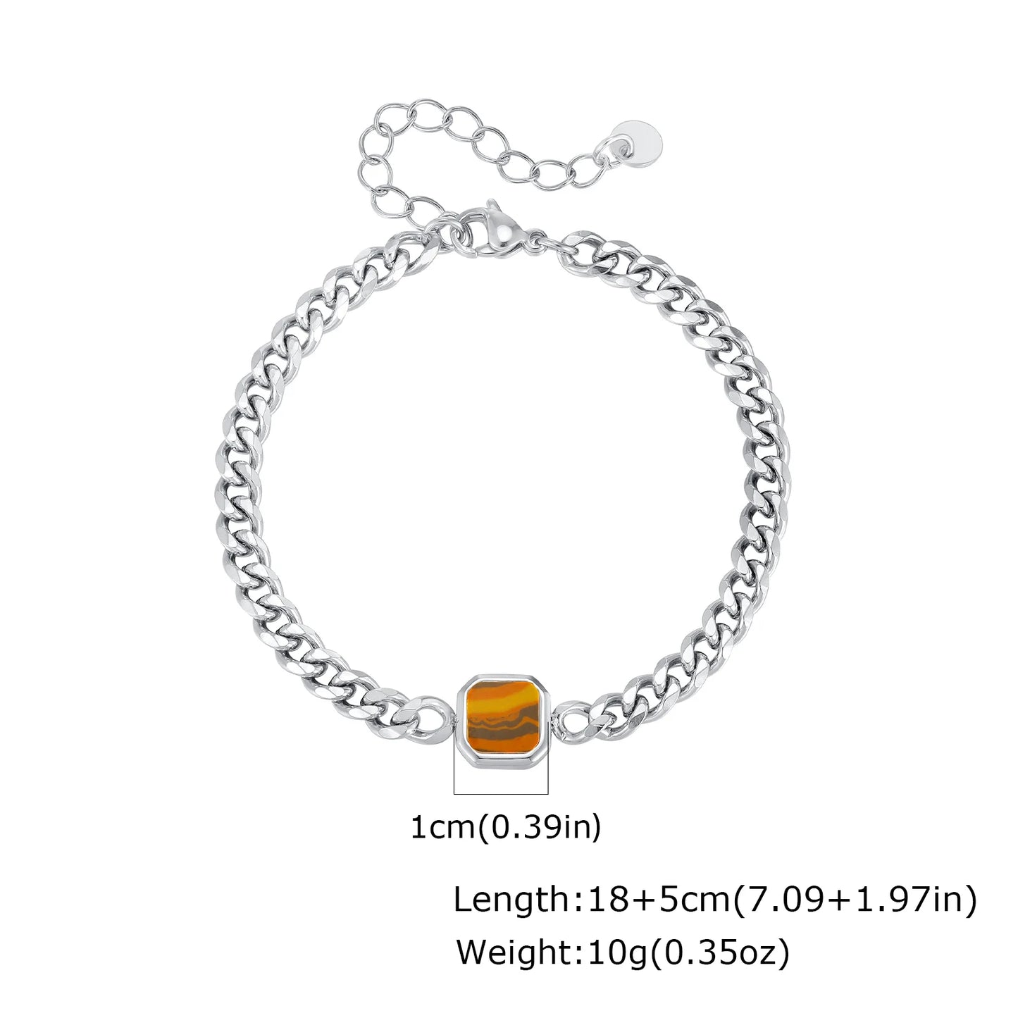 Vnox 5mm Width Adjustable Chain Bracelet for Men, Stainless Steel Acrylic Six-Sided Polished Jewelry Gifts for Husband Son‌ Him