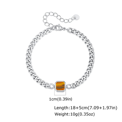 Vnox 5mm Width Adjustable Chain Bracelet for Men, Stainless Steel Acrylic Six-Sided Polished Jewelry Gifts for Husband Son‌ Him
