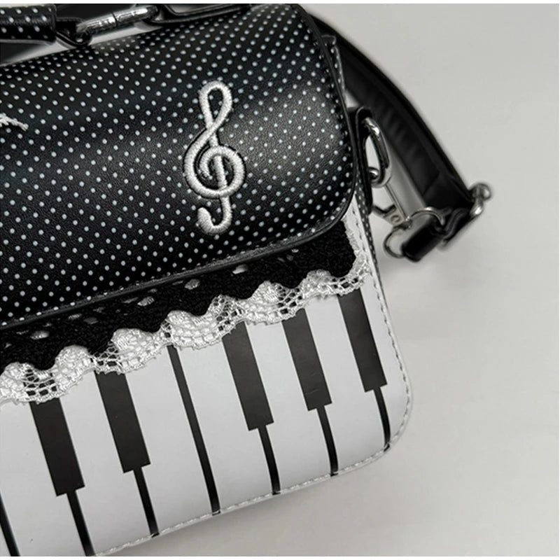 Fashion Polka Dot Ladies Piano Bag New Style Niche Underarm Shoulder Bag Sweet Personality Piano Backpack Women's Bag Square Bag