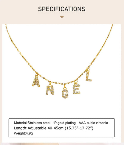 Personalized Initial Name Necklace Stainless Steel Women Alpahbet Letter Pendant ,Initial Collar Statement Charms Gift