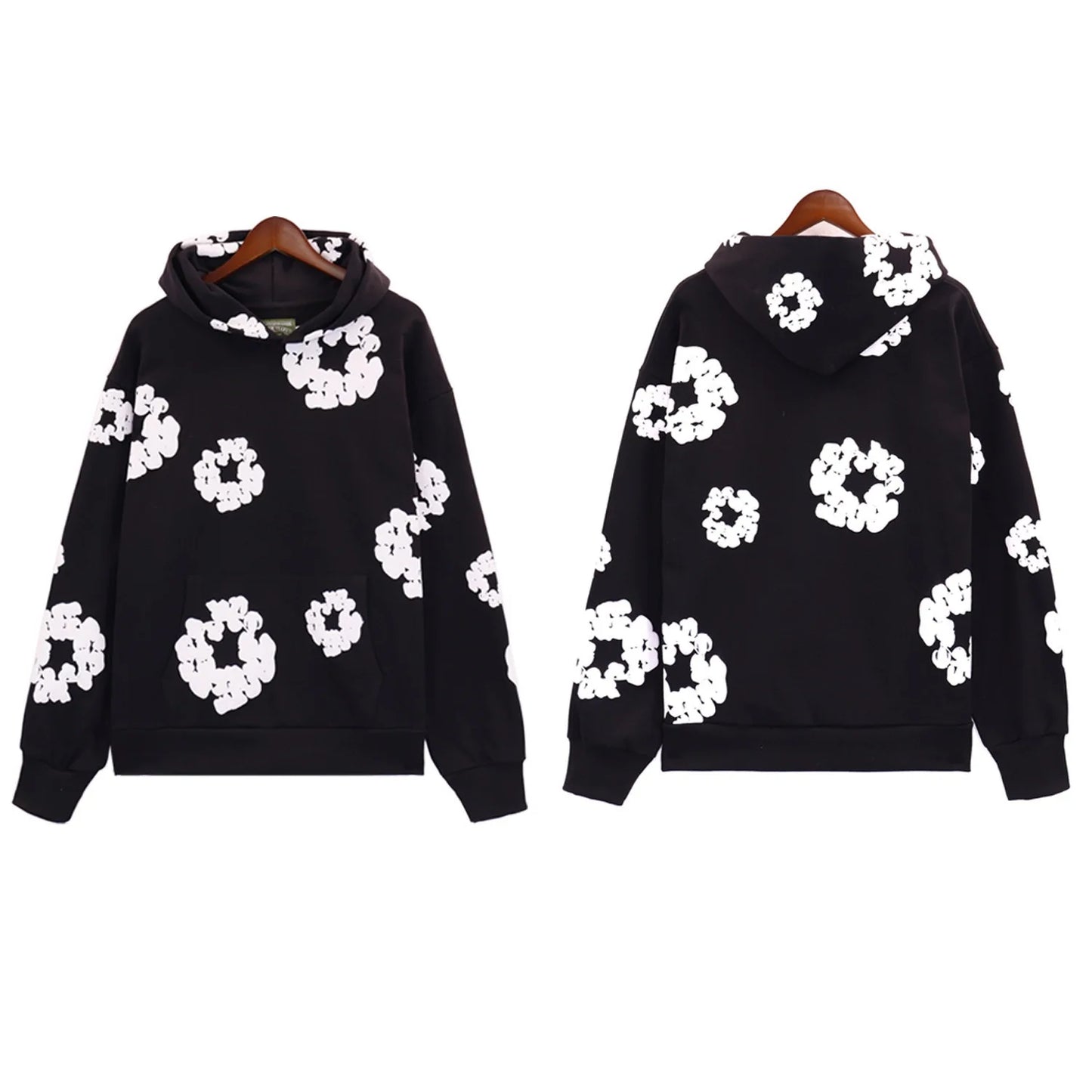 DENIM TEARSTHoodie Cross border European and American Hot selling Cotton Foam Printed Tears Hoodie Men's and Women's Hoodies