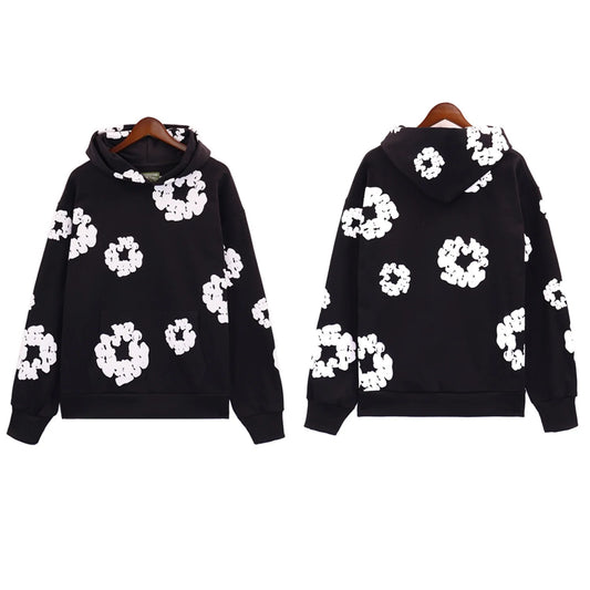 DENIM TEARSTHoodie Cross border European and American Hot selling Cotton Foam Printed Tears Hoodie Men's and Women's Hoodies