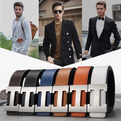2025 New Casual Men's Belt High Quality Designer Genuine Second Cow Leather Belts Strap Male Metal Smooth Buckle Fashion