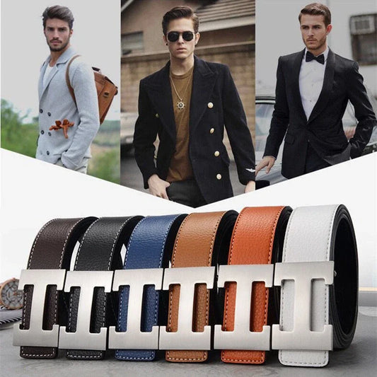 2025 New Casual Men's Belt High Quality Designer Genuine Second Cow Leather Belts Strap Male Metal Smooth Buckle Fashion