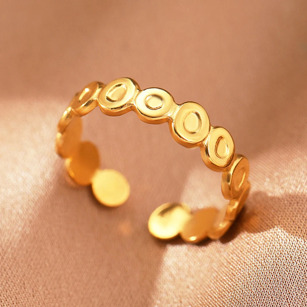 Stainless Steel Rings Simpler Geometric Fashion Vintage Fine Adjustable Open Rings For Women Jewelry Weddings Gifts New Trendy
