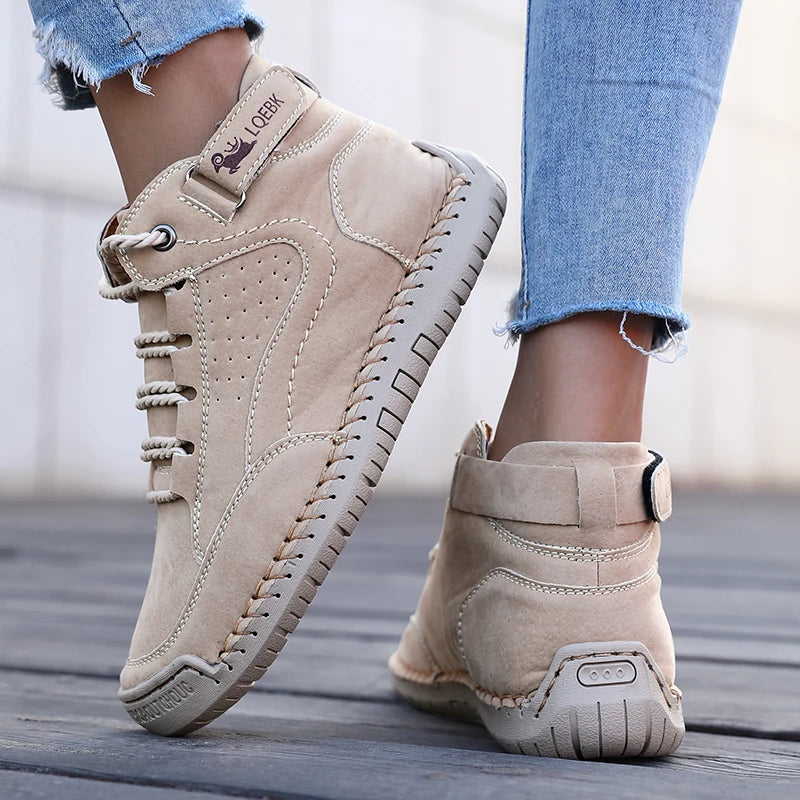 Shoes for Women Spring/Autumn Handmade Leather Casual Shoes Fashion Softe Causal Walking Sneakers Breathable Women's Ankle Boots