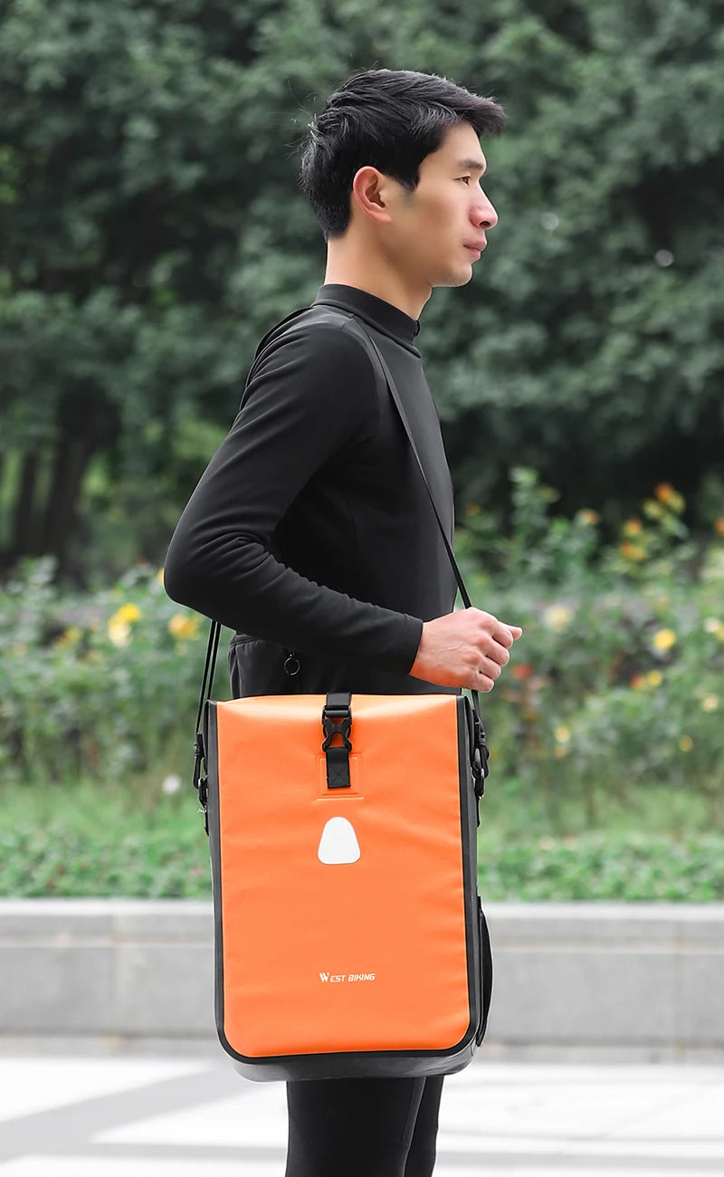 WEST BIKING Cycling Bicycle Bike Rear Seat Trunk Bag Large Capacity Panniers Reflective Rear Bag Waterproof Bicycle Storage Bag