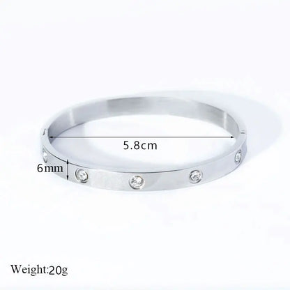 Fashion Design Gold Color Zircon And Cross Nut Nail Bangle Gold & Stainless Steel For Woman Bracelet buckle Classic jewelry