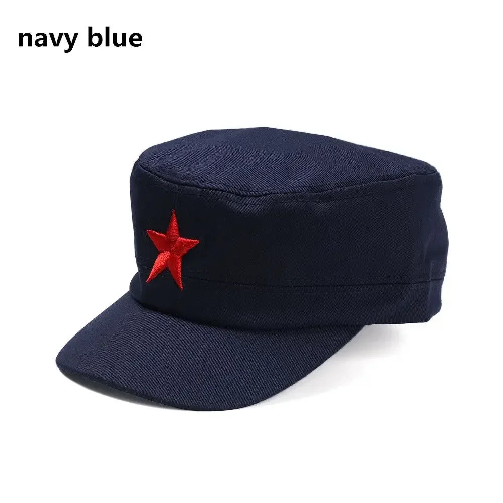 Unisex Cotton Men Cap Spring Summer Beach Outdoor Street Street Cool Church Sunhat Flat Top Hat With Red Star Dropshipping