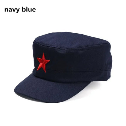 Unisex Cotton Men Cap Spring Summer Beach Outdoor Street Street Cool Church Sunhat Flat Top Hat With Red Star Dropshipping