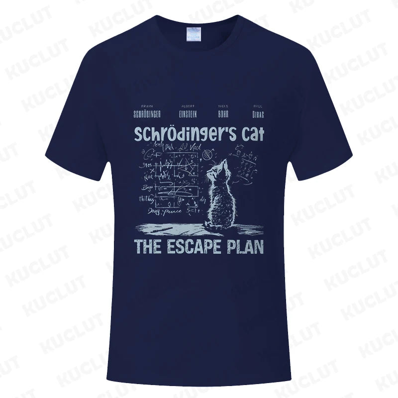 T Shirt for Men Clothing Fashion  Cat The Escape Plan Geeky Printed T Shirts Harajuku Short Sleeve Tee Casual Men's Clothing