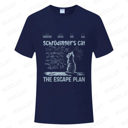 T Shirt for Men Clothing Fashion  Cat The Escape Plan Geeky Printed T Shirts Harajuku Short Sleeve Tee Casual Men's Clothing