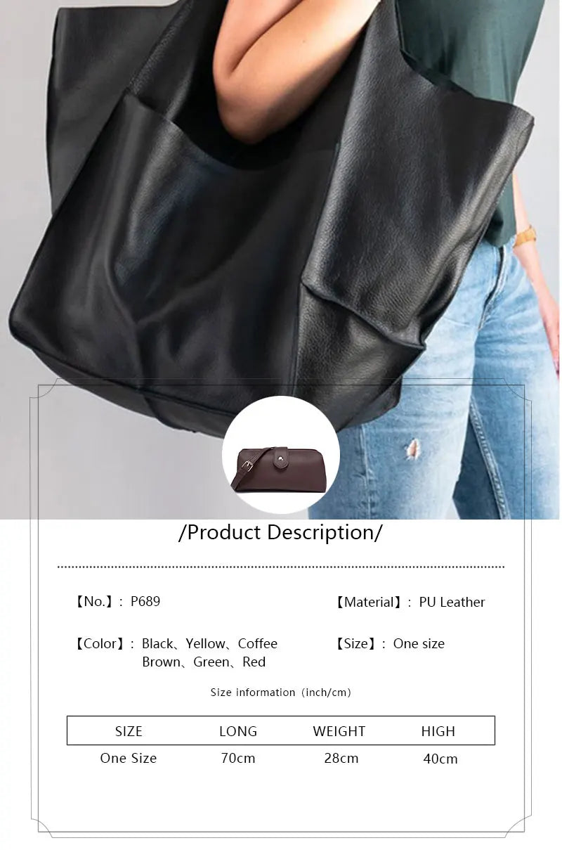 Rretro Handmade Big Beach Tote Bag High Capacity Zipper Shoulder Solid Color Multifunction Handbags For Ladies