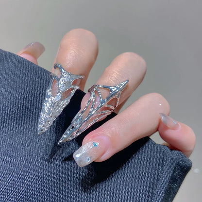 New Gothic Rock Machinery Manicure Fingertip Ring Nail Ring Punk Metal Jewelry Accessories for Women Party Gifts for Girlfriends