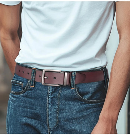 Maikun Genuine Leather Men's Belt Large Size Casual Belt   Alloy Pin Buckle Business Suit Belt Father's Day Present Gift