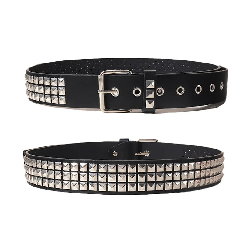 Black Belt for Women and Men, Unisex Personality Five-Pointed Star Studded Buckle Jeans Belt for Men Business style High Quality