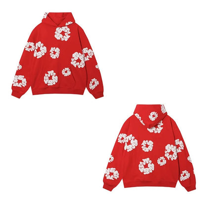 DENIM TEARSTHoodie Cross border European and American Hot selling Cotton Foam Printed Tears Hoodie Men's and Women's Hoodies