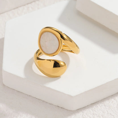 Freeteeme High-End Various Irregular Geometric Rings for Women Stainless Steel Shell-Set Open Rings Daily Versatile Accessories