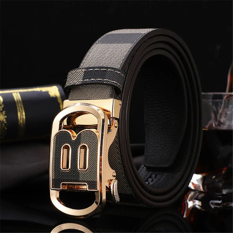 2025 High Quality Men's Belt Designer Genuine Leather Belts Male Metal Automatic Buckle Casual Fashionable Belt for men Jeans