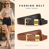Genuine leather cowhide belt for women; versatile decorative waist belt with a sense of design; fashionable denim belt for ladie