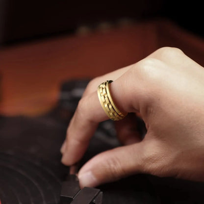 Fashion Punk Style Gear Rotating Anxiety Fidget Ring Titanium Steel Chain Spinner Rings For Men Rock Biker Wedding Party Jewelry