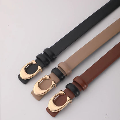 Fashionable C-shaped Smooth Buckle Durable Belt Simple Soft Women's Double-sided Belt With Casual Pants Clothing Accessories