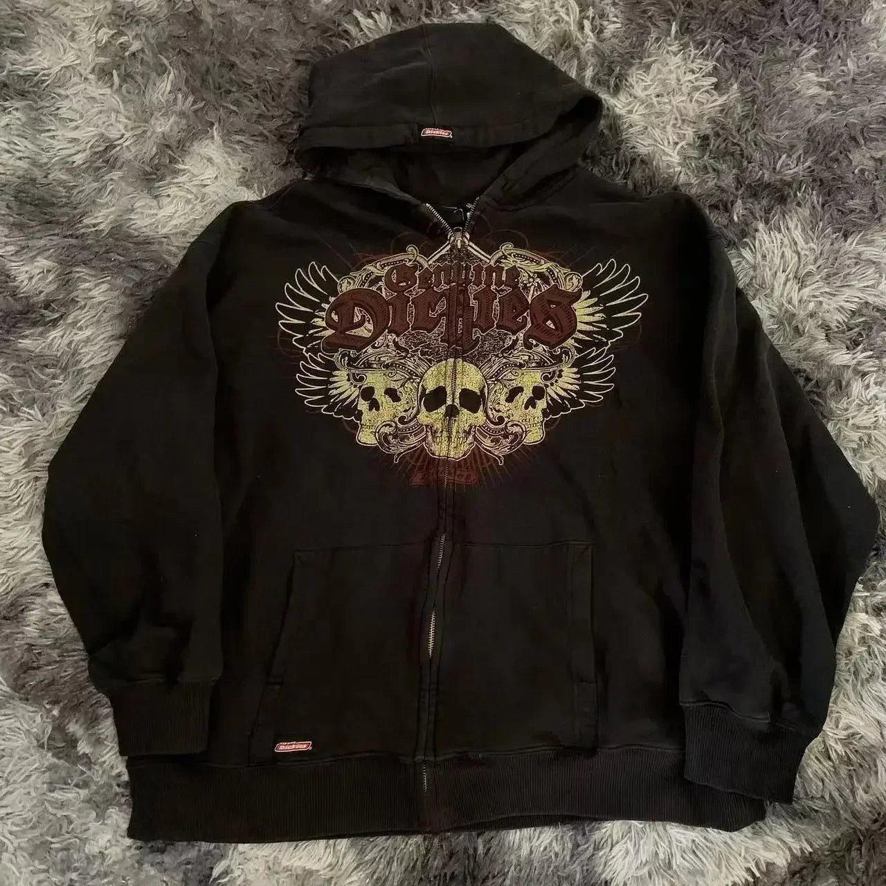 Affliction Fashion Hoodie Street Gothic Skull Oversize Zipper Hoodie Men Women Hip Hop Casual Sweatshirt Personality Hoodie Y2K