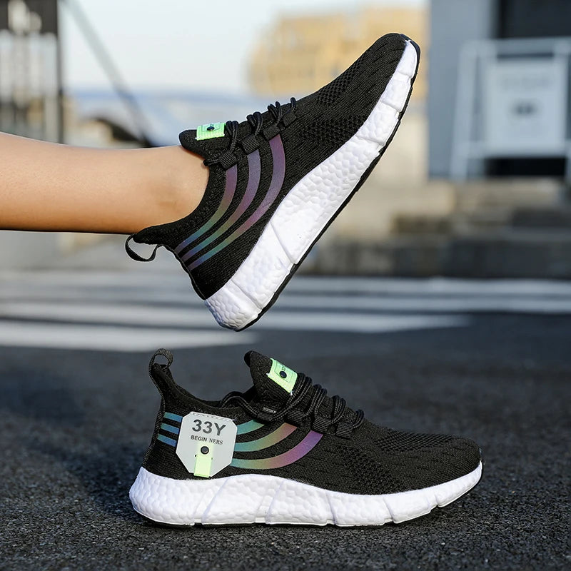 Men Casual Sport Shoes Breathable Lightweight Sneakers Outdoor Mesh Black Running Shoes Athletic Jogging Tenis Walking Shoes