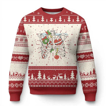 2027 Choose a Darker Holiday Look with an Ugly Christmas Sweater Gothic Skeleton Graphics on Printed Long Sleeve Xmas Sweaters