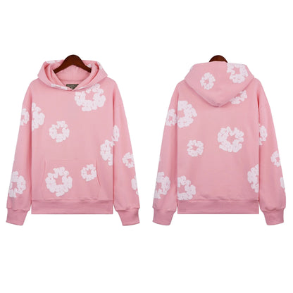 DENIM TEARSTHoodie Cross border European and American Hot selling Cotton Foam Printed Tears Hoodie Men's and Women's Hoodies