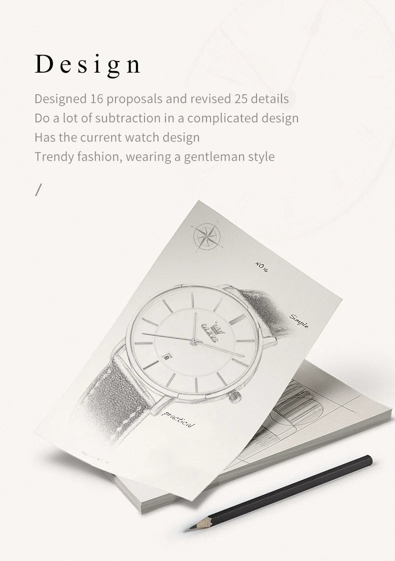 Top Brand OLEVS Ultra Thin 6.5mm Minimalist Fashion Quartz Watch for Men Leather Strap Auto Date Male Waterproof Mens Wristwatch