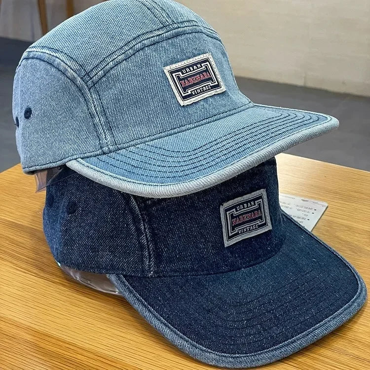 Vintage Flat Brim Denim Baseball Caps Male Women Harajuku Snapback Cap Fashion Streetwear 5 Panel Skateboard Hat casquette gorra