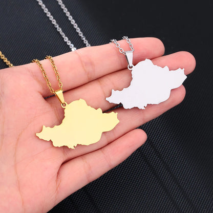 Islamic Republic of Iran Map Pendant Necklace Stainless Steel Gold/Silver Color Men Women Country Map Jewelry Gift
