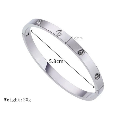 Fashion Design Gold Color Zircon And Cross Nut Nail Bangle Gold & Stainless Steel For Woman Bracelet buckle Classic jewelry