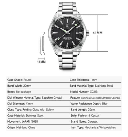 Corgeut 41mm Luxury NH35 Movt Man Sport Clock Automatic Relogio Masculino Mechanical Wristwatch Sapphire Steel Band Men's Watch