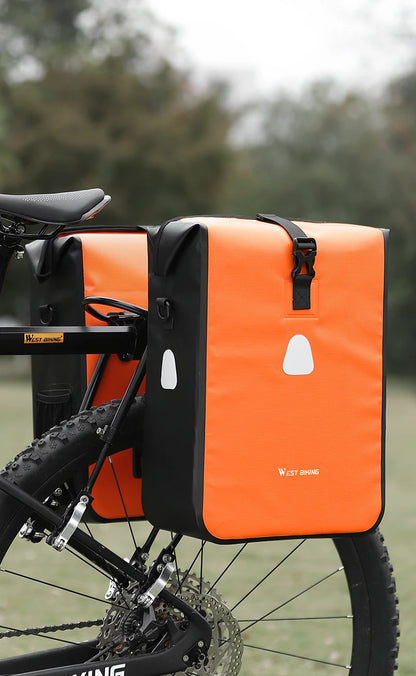 WEST BIKING Cycling Bicycle Bike Rear Seat Trunk Bag Large Capacity Panniers Reflective Rear Bag Waterproof Bicycle Storage Bag