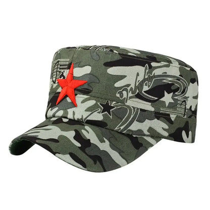 Unisex Cotton Men Cap Spring Summer Beach Outdoor Street Street Cool Church Sunhat Flat Top Hat With Red Star Dropshipping