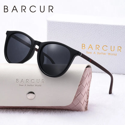 BARCUR Pink Fashion Polarized Glasses Bright Comfort PC Round Frame Holiday Travel Women Sunglasses Most Fashion Gift For Girls