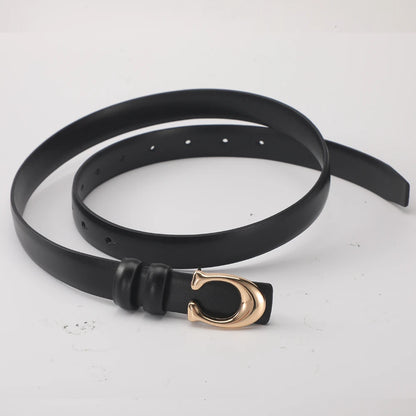 Fashionable C-shaped Smooth Buckle Durable Belt Simple Soft Women's Double-sided Belt With Casual Pants Clothing Accessories