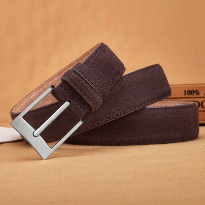 Sude Belts Cow Leather for Man And Lady Plaid Jeans Pin Buckle Luxury High Quality Classic Genuine Leather Sude Belts Cow Leathe
