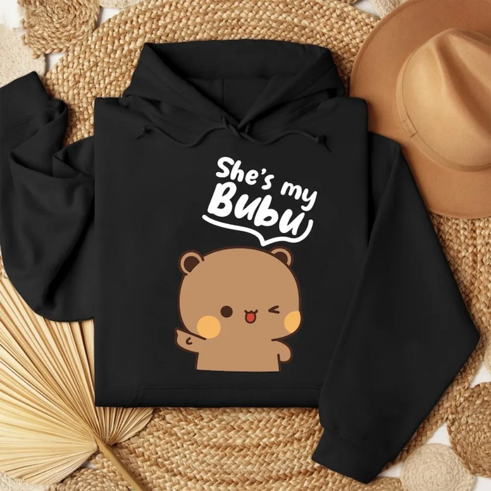 Bubu Dudu Bear Couple Hoodies Matching His and Hers Outfit Casual Cute Couple Outfits Fall Winter Men Women Daily Life Apparel