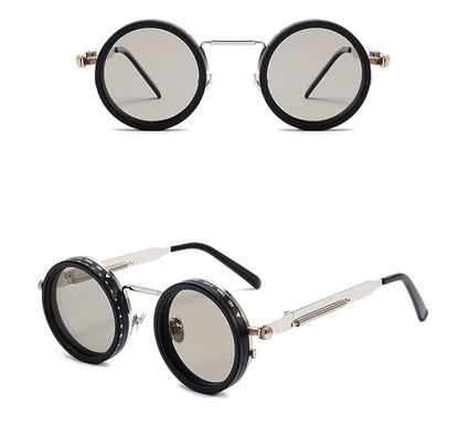 SHAUNA Retro Metal Round Punk ND9-level Adjustable Dimming Sunglasses Women Polarized UV400 Fashion Men Outdoor Sun Glasses