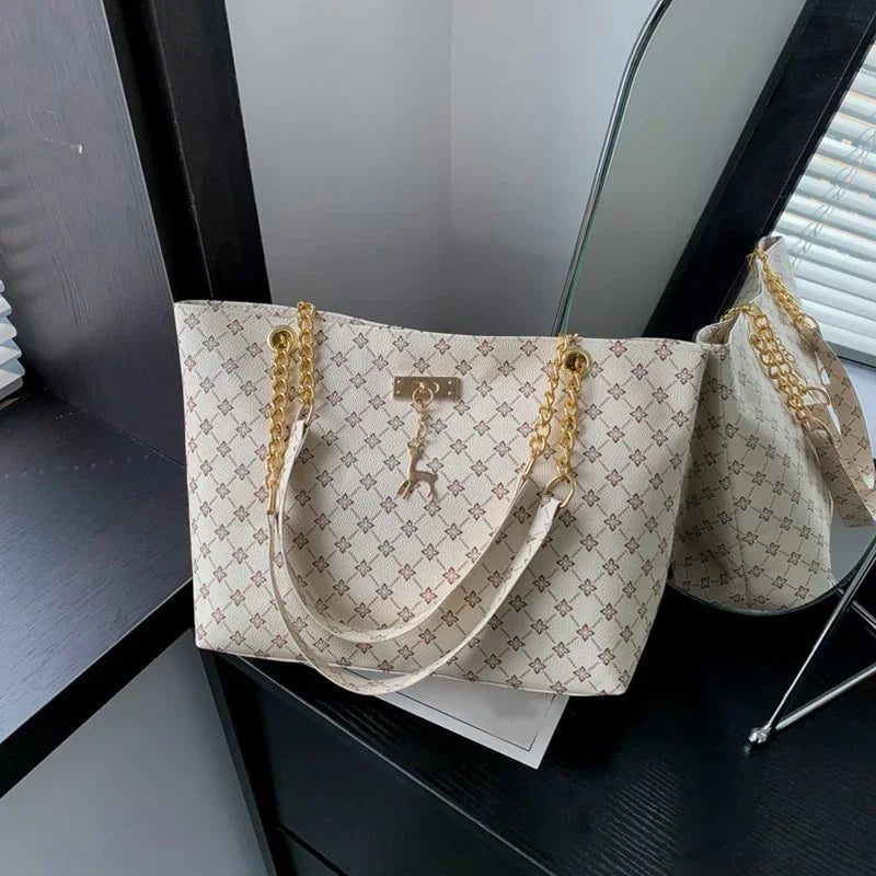 Summer High Quality PU Leather Fashion Large-capacity Shoulder Armpit Women's Bag Work Student Travel Female Retro Handbag Tote