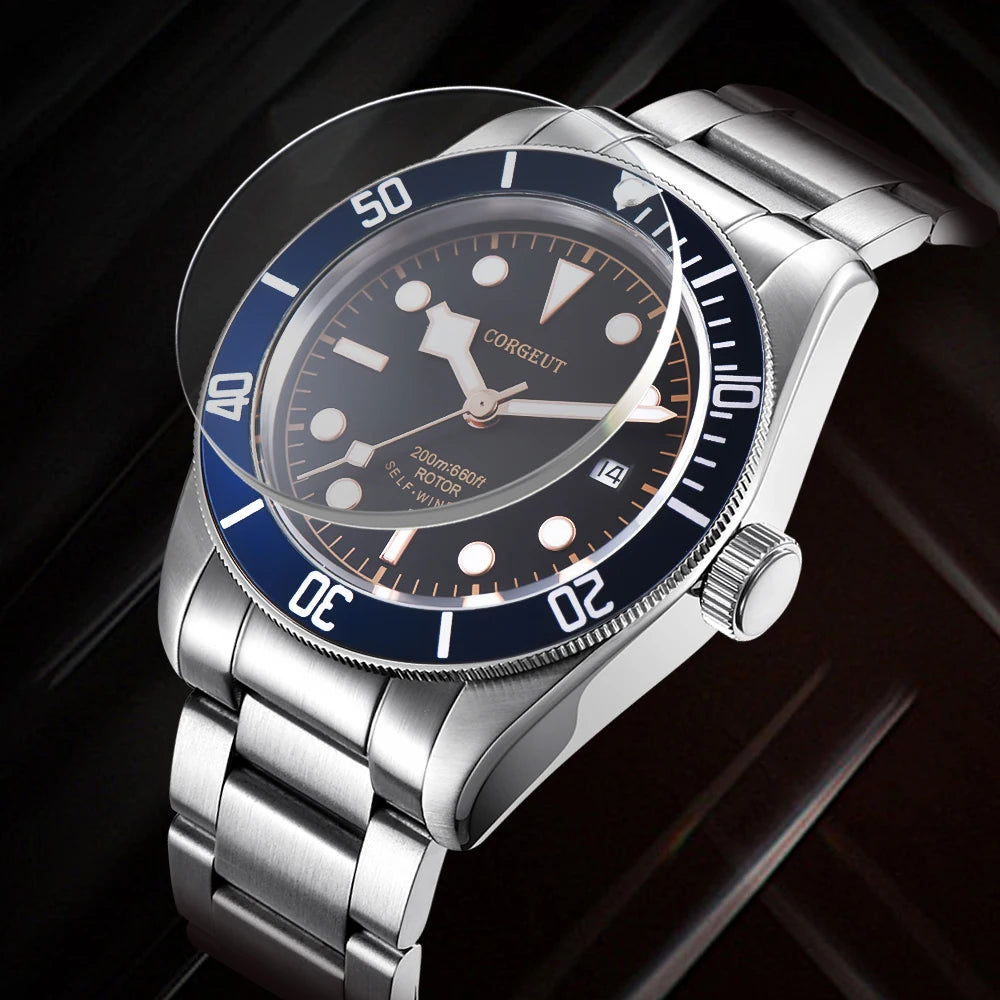 CORGEUT Japan Movement Biwan Snowflake Business Luxury Men Watches Sapphire Glass Automatic Mechanical Diving Date Watch for Man