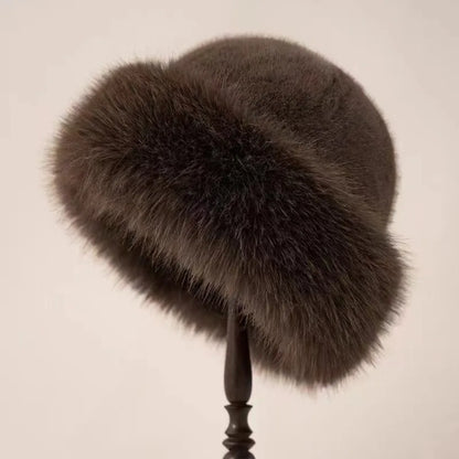 Women's Fluffy Fur Bucket Hat Plush Winter Fisherman Cap Warm Thick Hat for Snowy Days Christmas Gifts