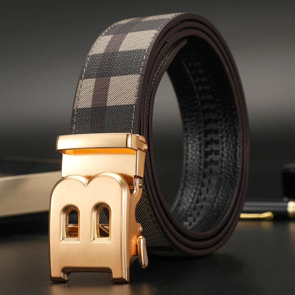 2025 High Quality Men's Belt Designer Genuine Leather Belts Male Metal Automatic Buckle Casual Fashionable Belt for men Jeans