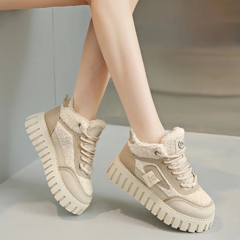 Fleece-Lined Warm High-Top Soft Men's Casual Sports Cotton Shoes Women's Anti-Slip Wear-Resistant