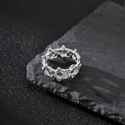 Personality Stainless Steel Irregular Thorns Ring for Men, Retro Punk Texture Six Pointed Star Ring, Geometric Hip-hop Jewelry